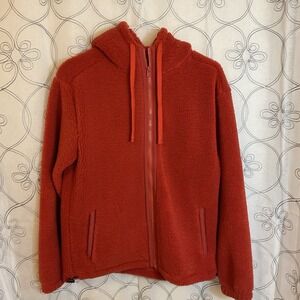 NWT Original Use Fleece Zip Hoodie, Teddy‎ Bear Style Size Small- Orange Berry
